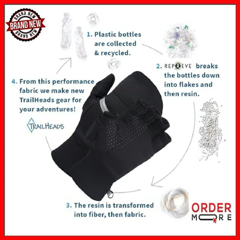 Women's Convertible Running Mittens - Fingerless Gloves Reflective Accents